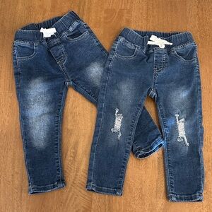 Little Bipsy Denim Jeans with White Drawstring - 18-24 mo